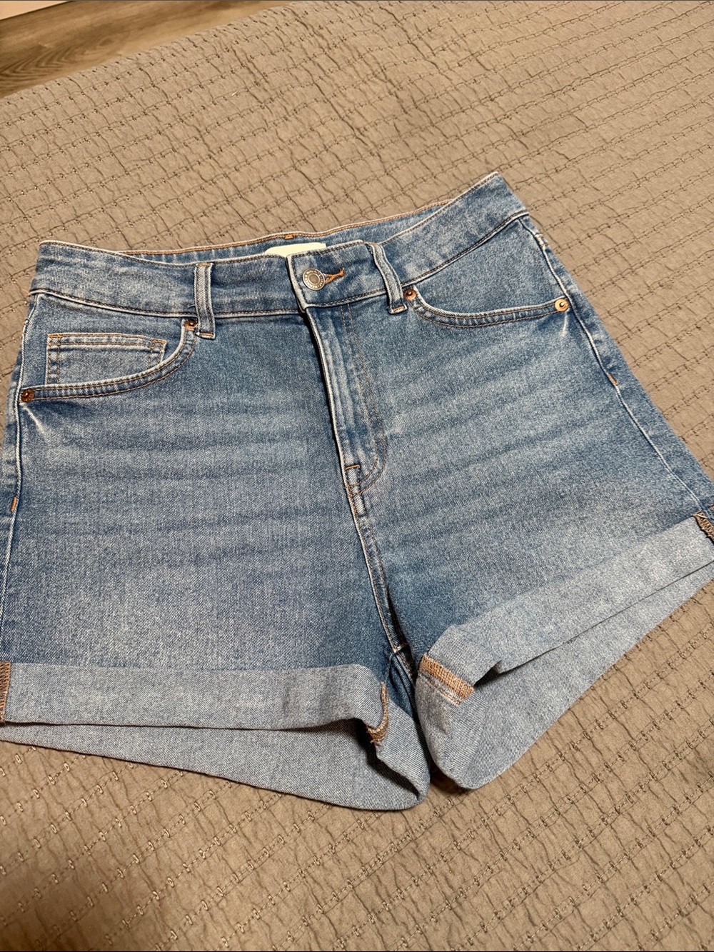 H&M Light Blue Denim Cuffed Jean Shorts